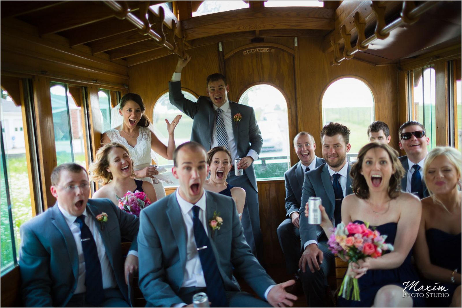 City of Augusta Trolley Potato Hill Farm Wedding Photography