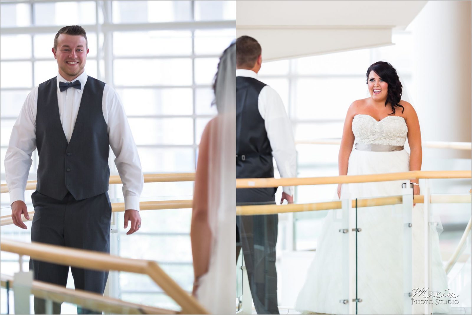 Schuster Center Dayton Ohio Wedding Bride First Look