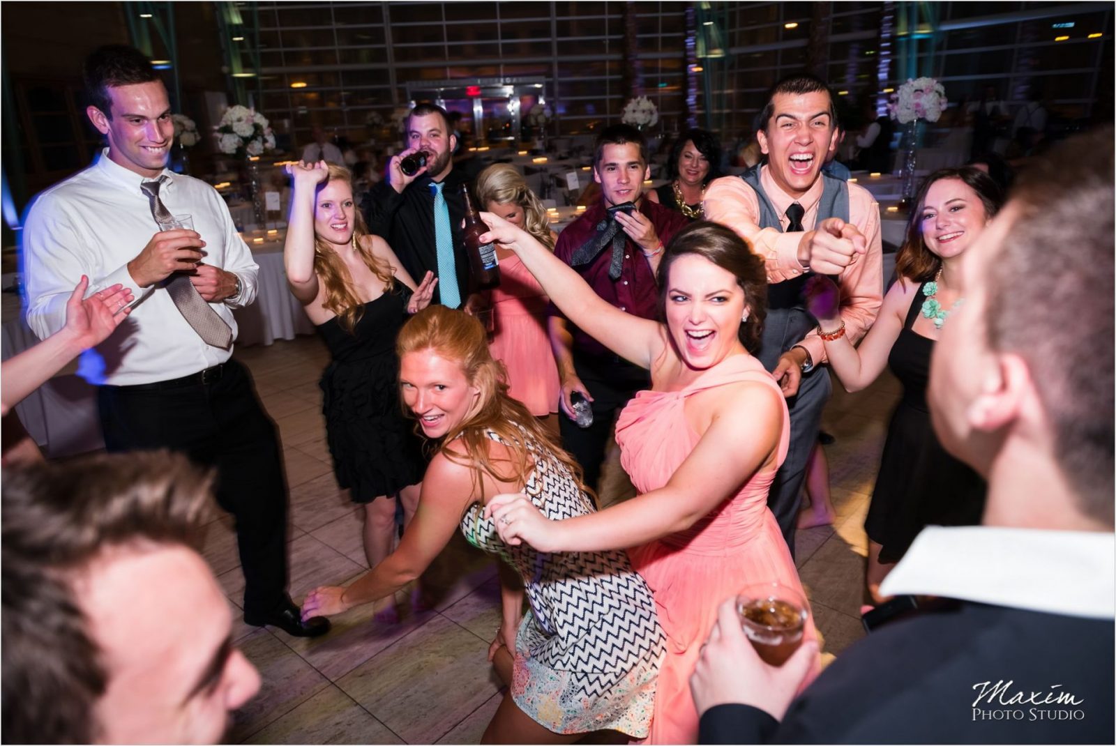 Group Photo Schuster Center Wedding reception dance