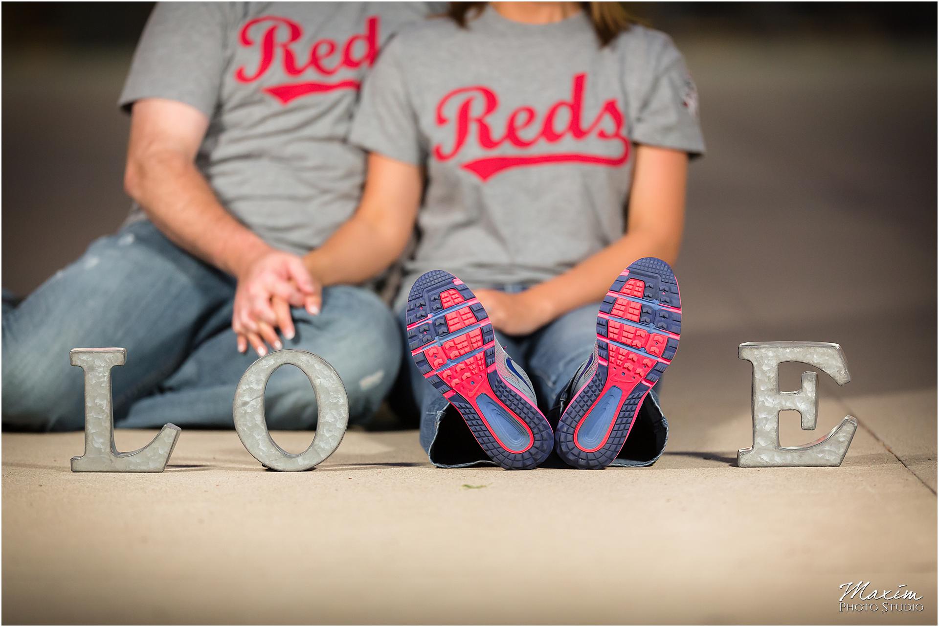 Great American Ballpark Love sign engagement