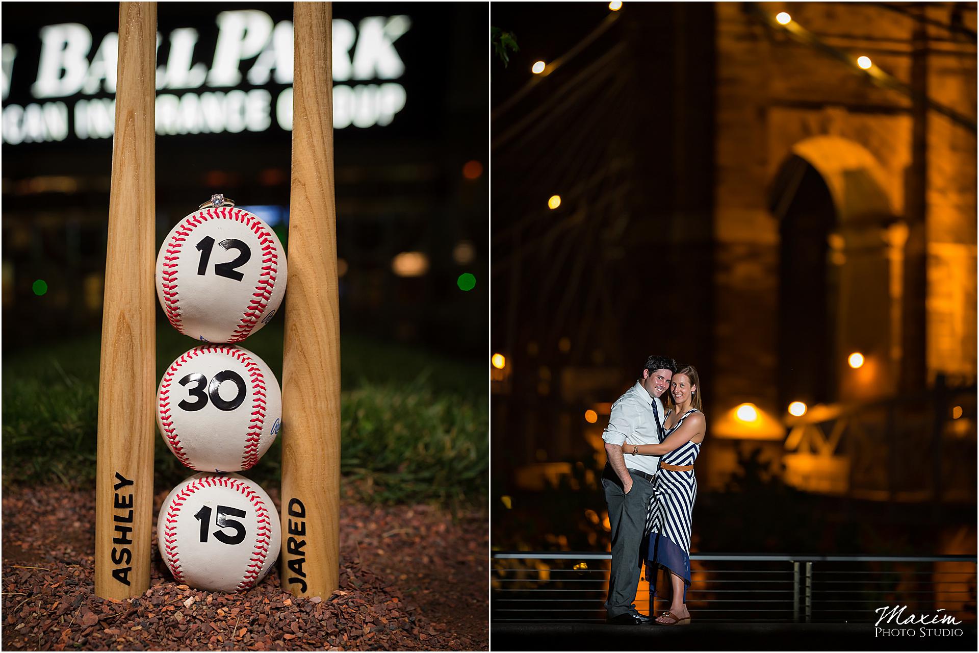 Baseball theme engagement baseball