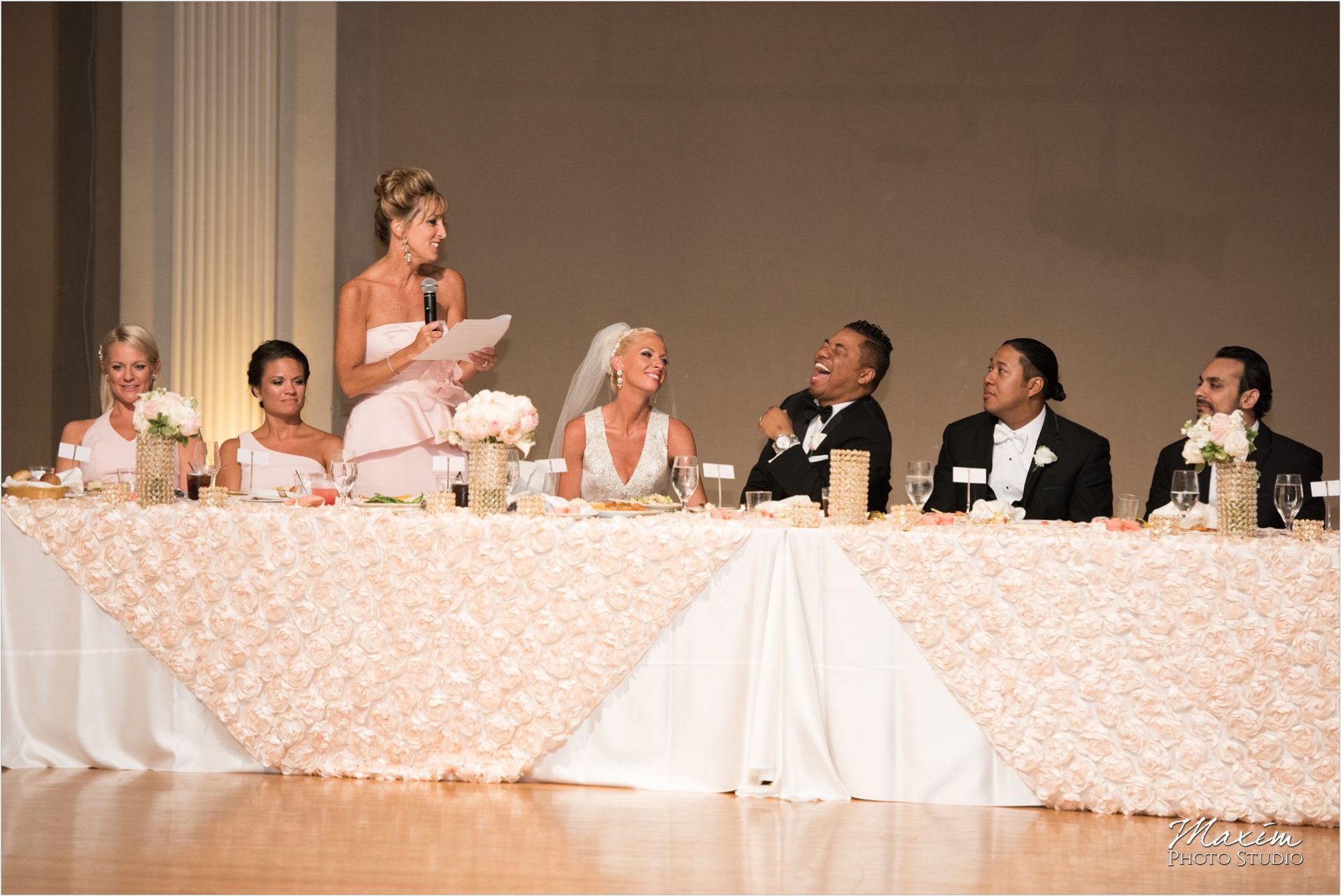 Cincinnati Wedding Photographers Music Hall Wedding Reception Toasts