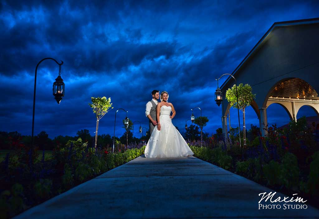 Cedar Springs Pavilion wedding sunset portrait