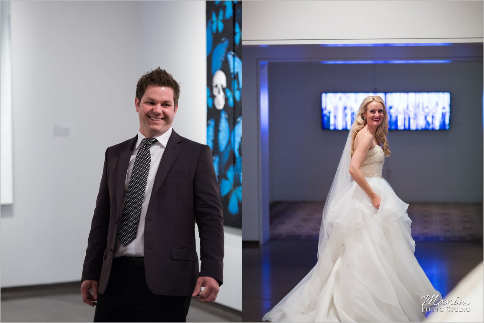 Cincinnati Wedding Photographers 21C Museum Hotel bride groom first look