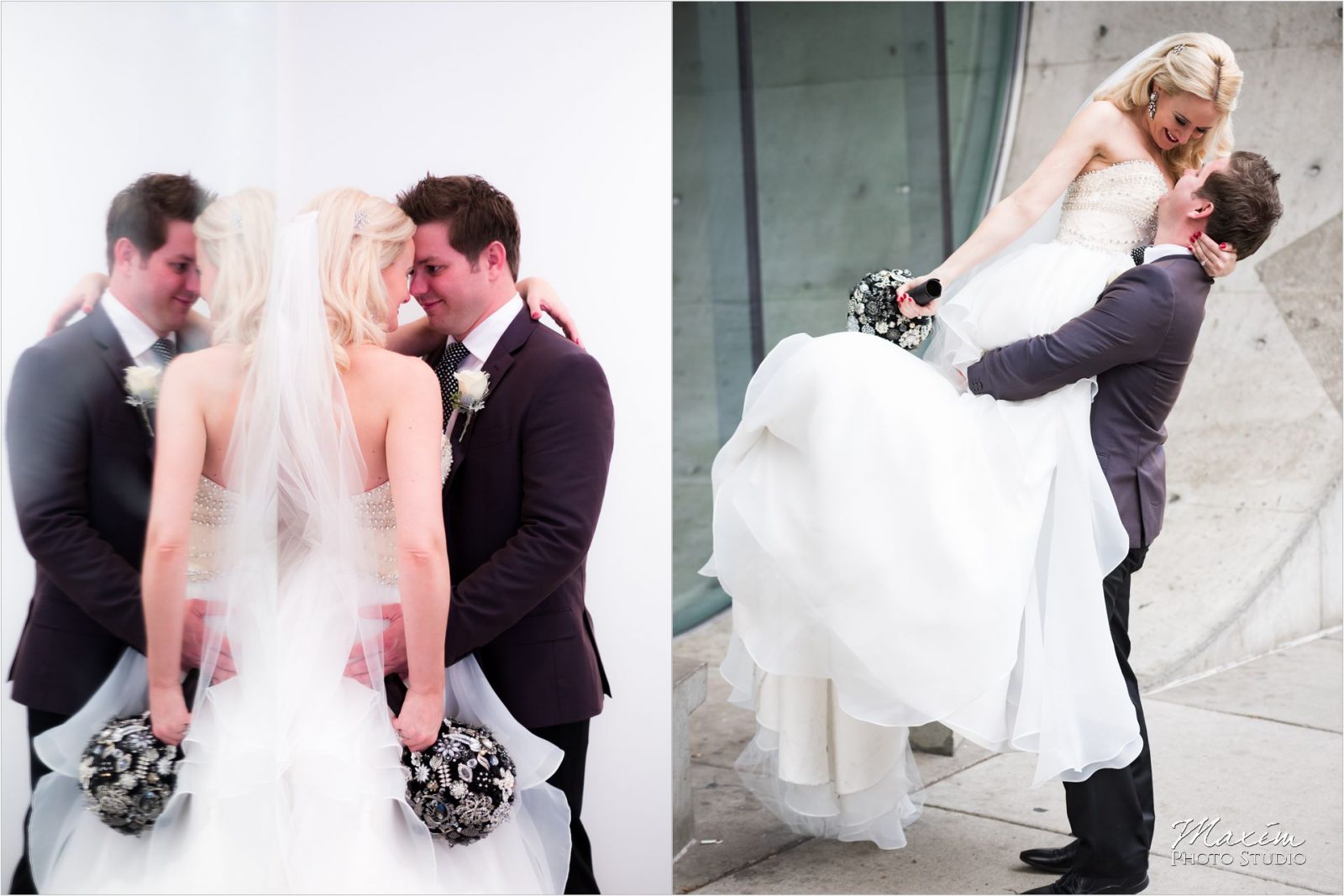 Cincinnati Wedding Photographers 21C Museum Hotel bride groom portraits