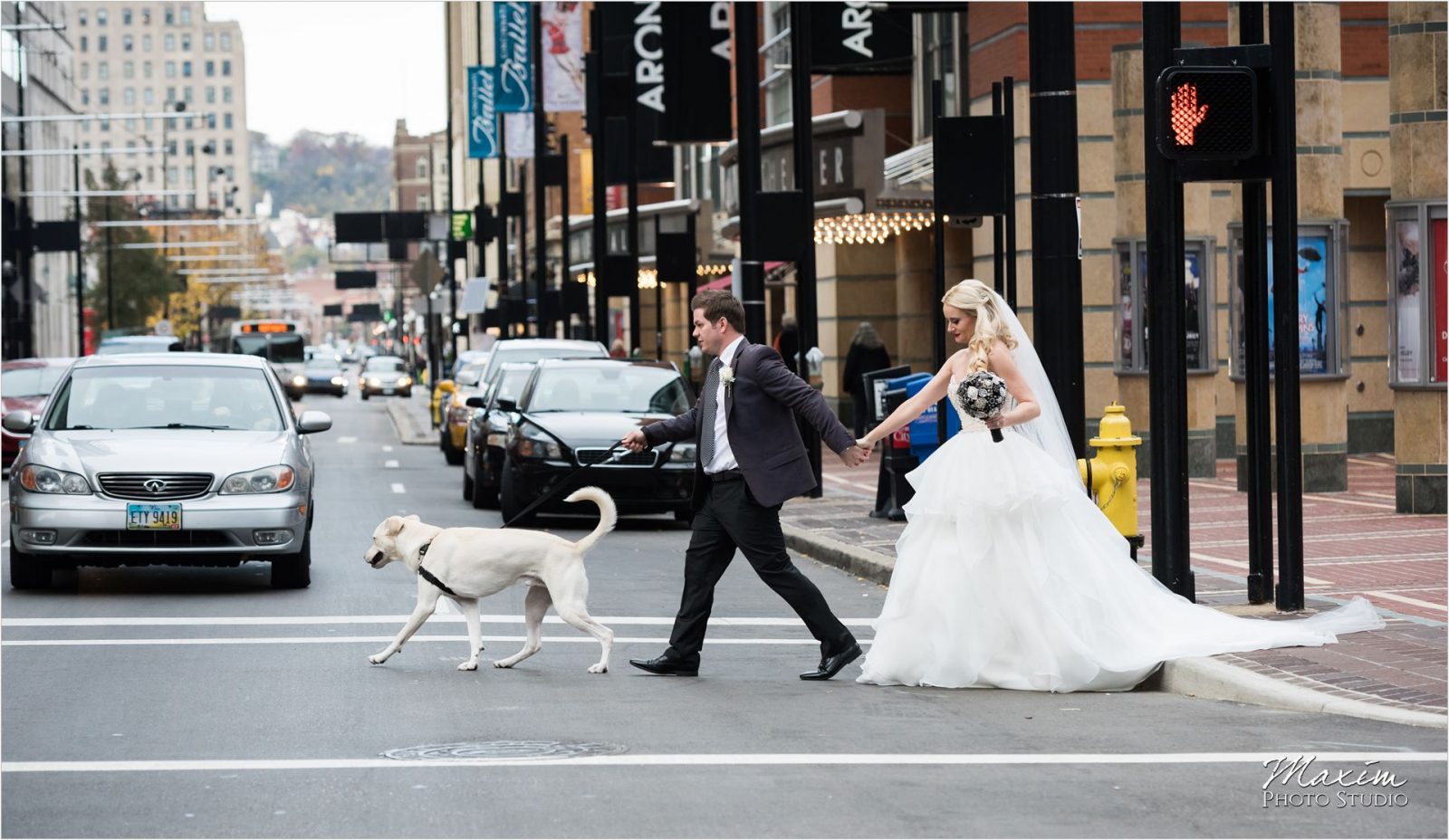 Cincinnati Wedding Photographers 21C Museum Hotel bride groom portraits dog