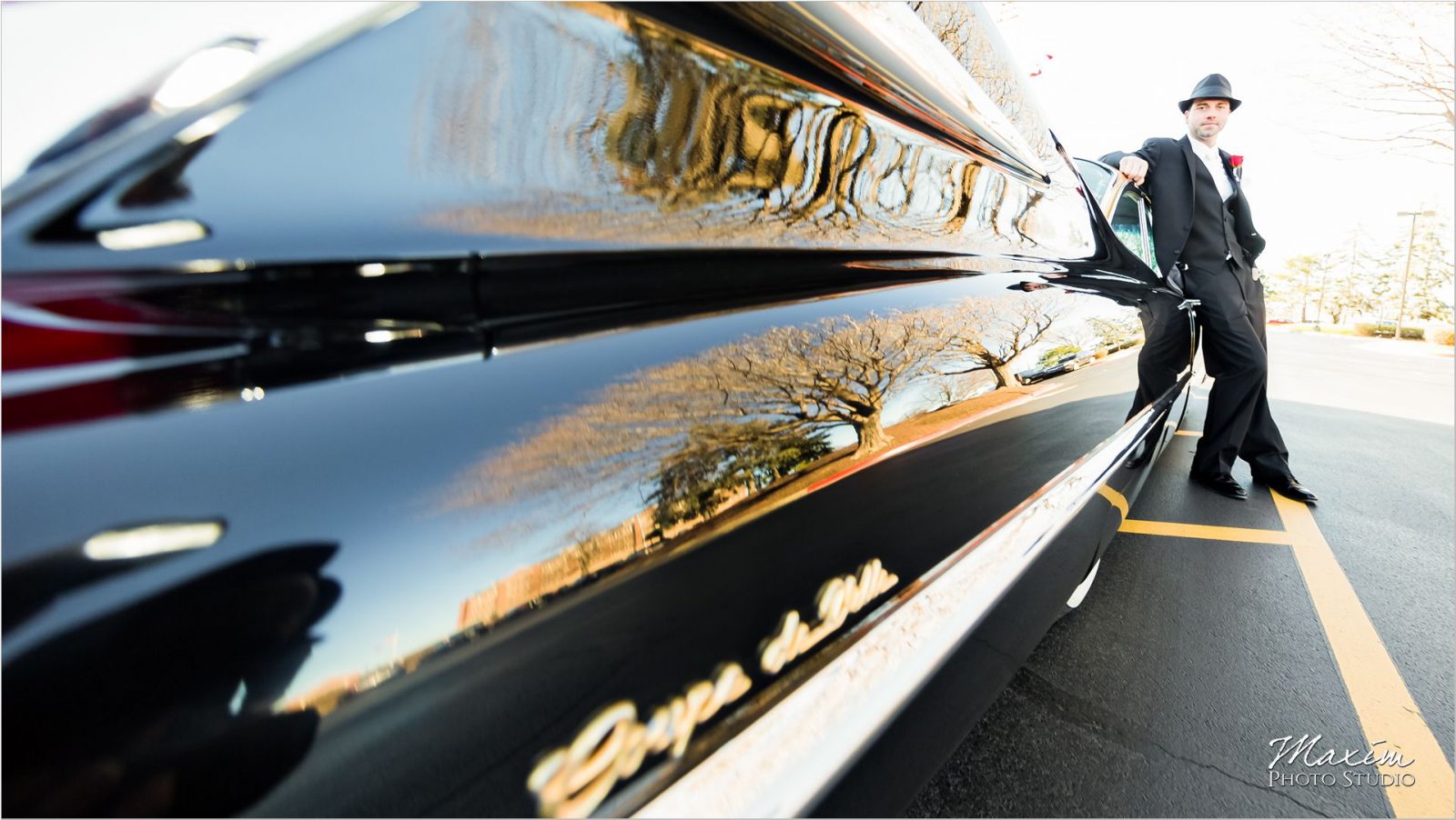 Dayton Marriott Wedding antique Car groom