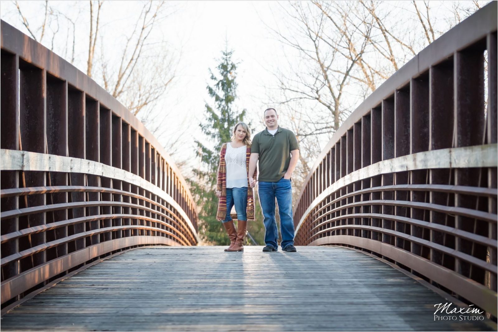 Dayton Wedding Photographers Faurot Park engagement bridge