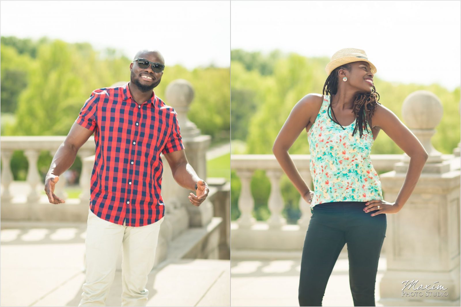 Ault Park Cincinnati Summer Engagement couple
