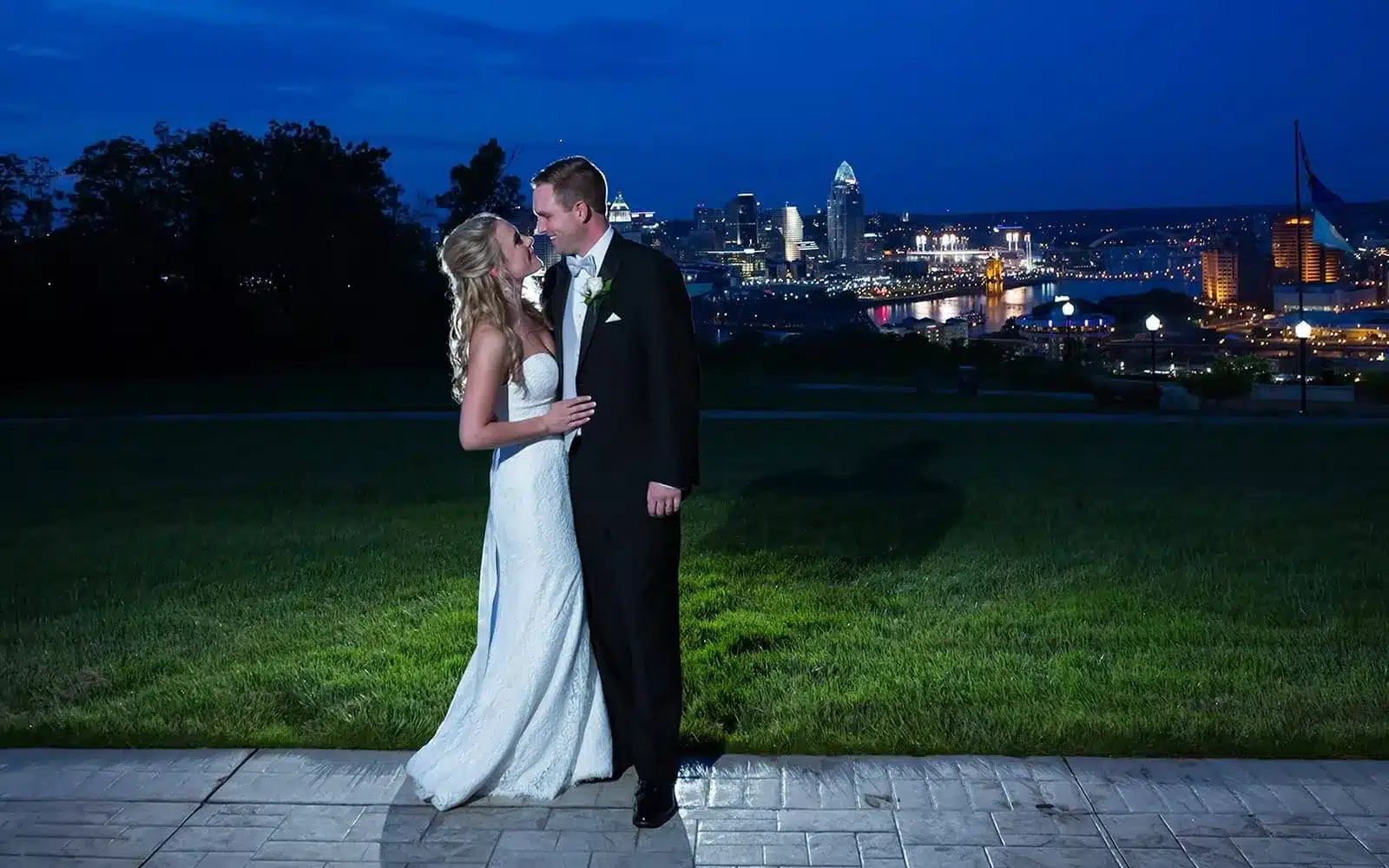 Drees Pavilion Kentucky Wedding sunset bride groom