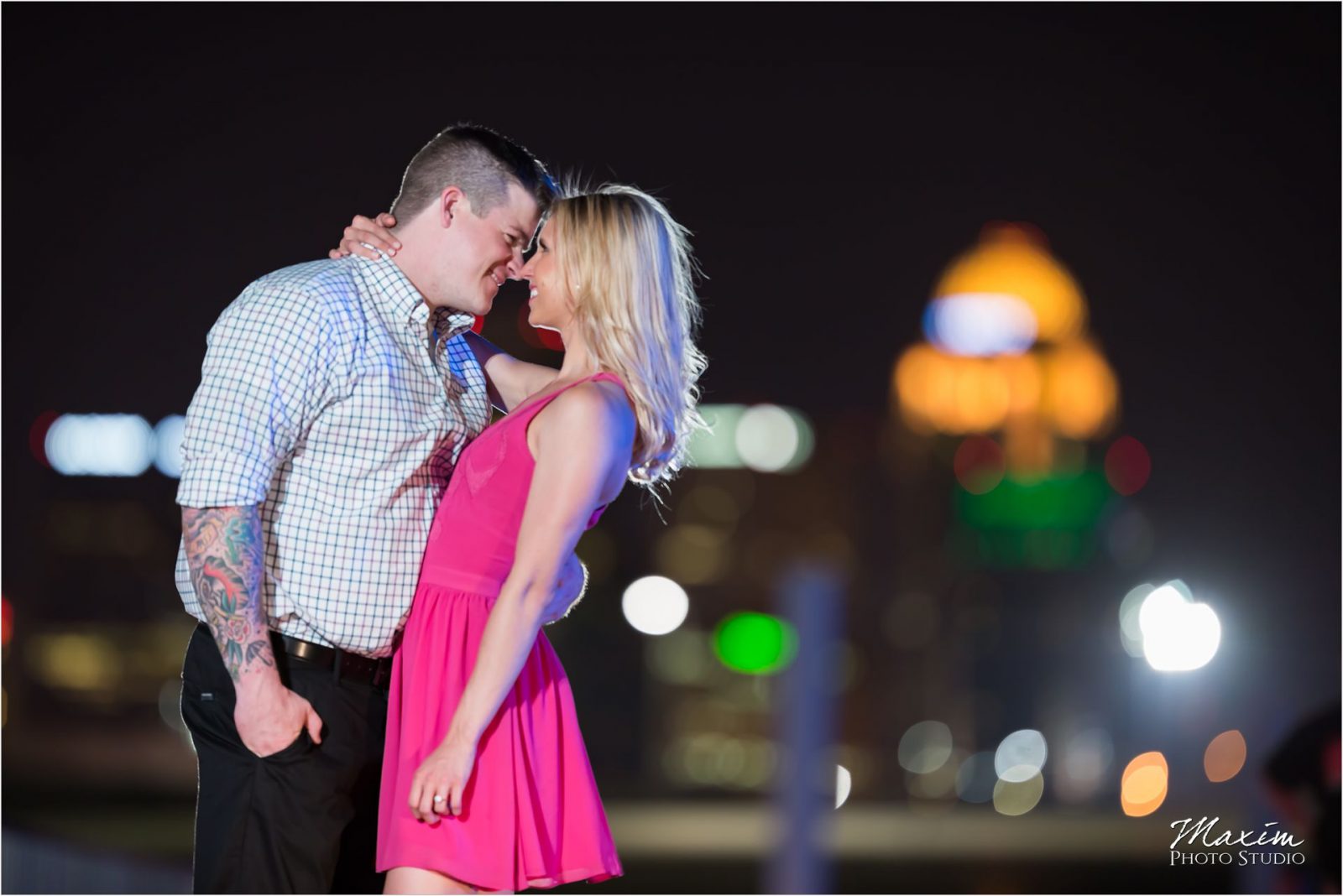 Cincinnati Wedding Photographers Louisville Waterfront Park bridge engagement