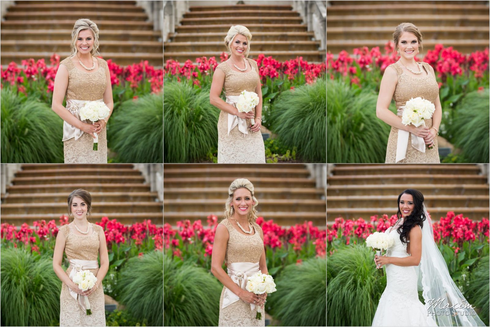 Ault Park Cincinnati Bride Bridesmaids Pavilion fountain
