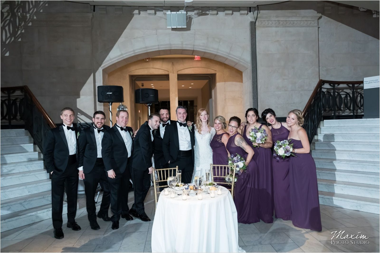 Cincinnati Wedding Photographers Art Museum bride groom reception bridal party