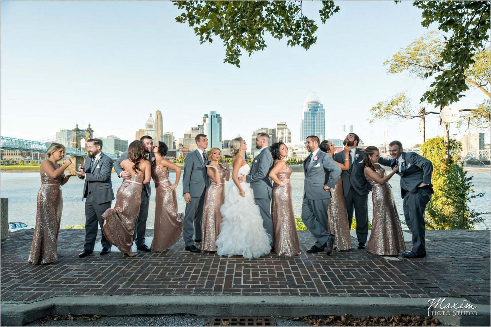 Cincinnati Skyline Wedding party