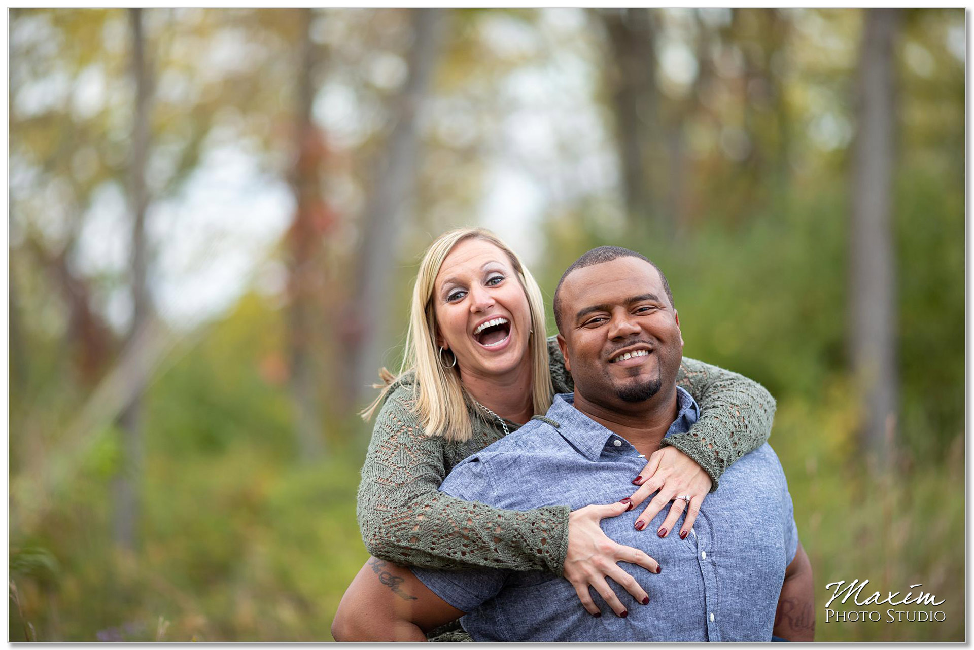 Fun engagement photo cox arboretum