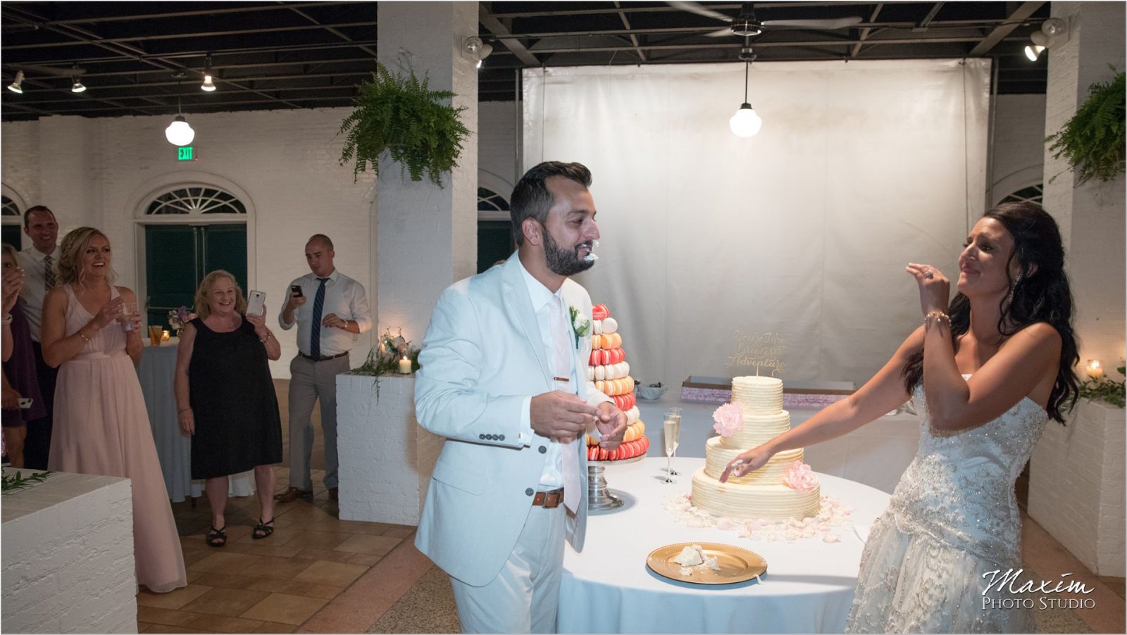 Moonlight Gardens Coney Island Wedding Reception cake cutting