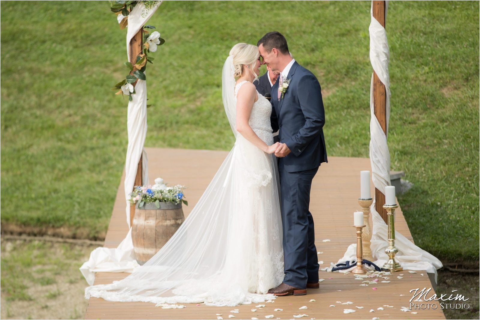 Ohio horse countryside wedding lake dock ceremony