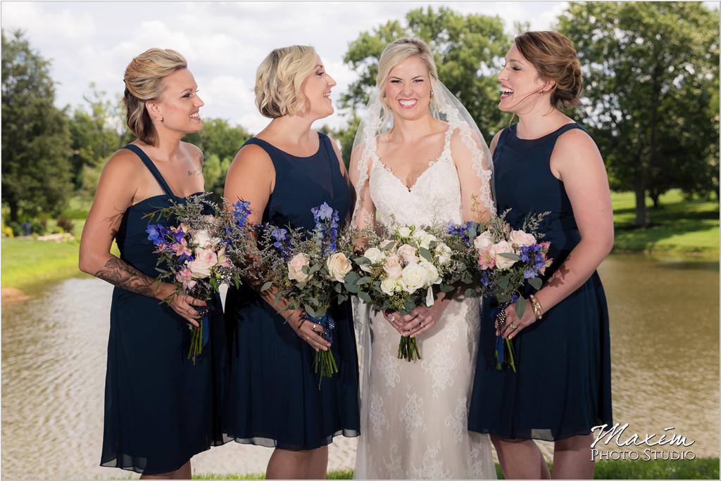 Ohio horse farm bride bridesmaids fun picture