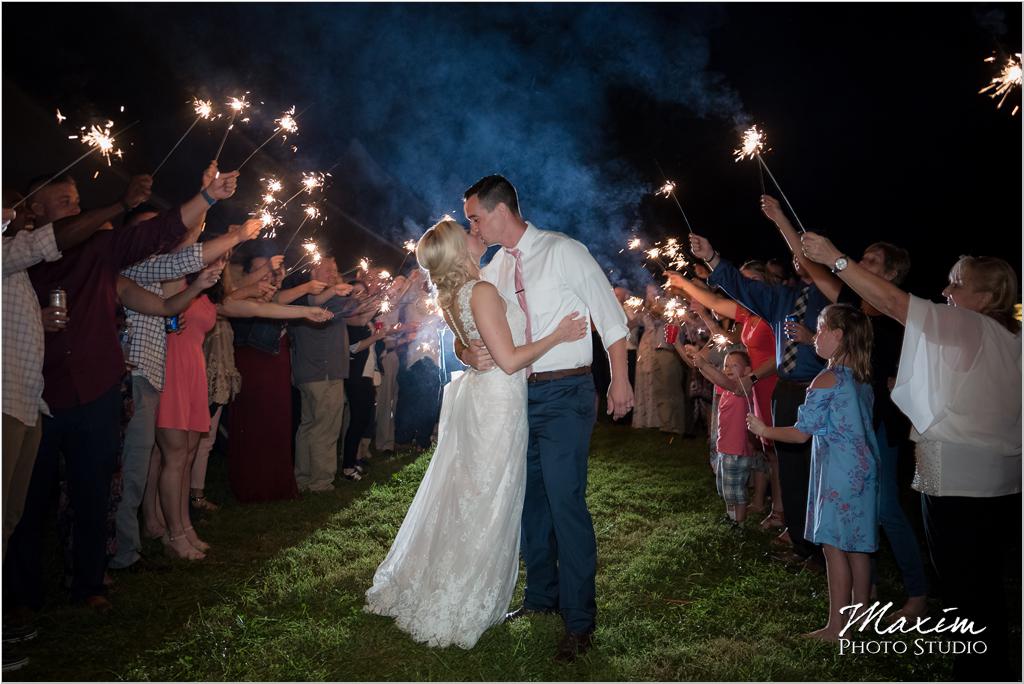 Ohio horse farm wedding tent reception bride groom sparkler exit