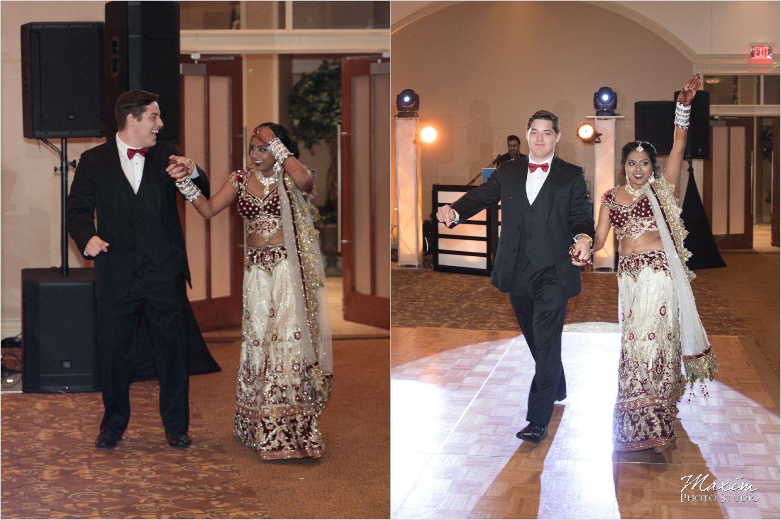 Savannah Center Cincinnati Indian Wedding Reception Entrance Bride Groom