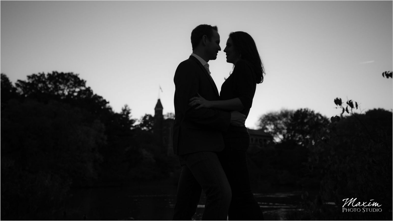 New York City Central Park Engagement silhouette