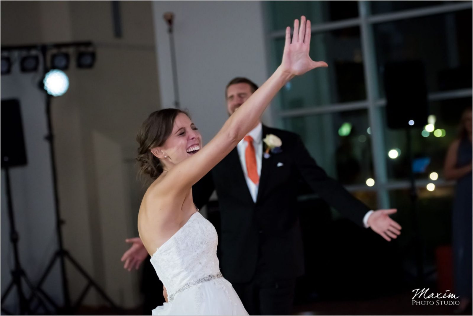 Paul Brown Stadium Cincinnati Wedding Photography Reception dance