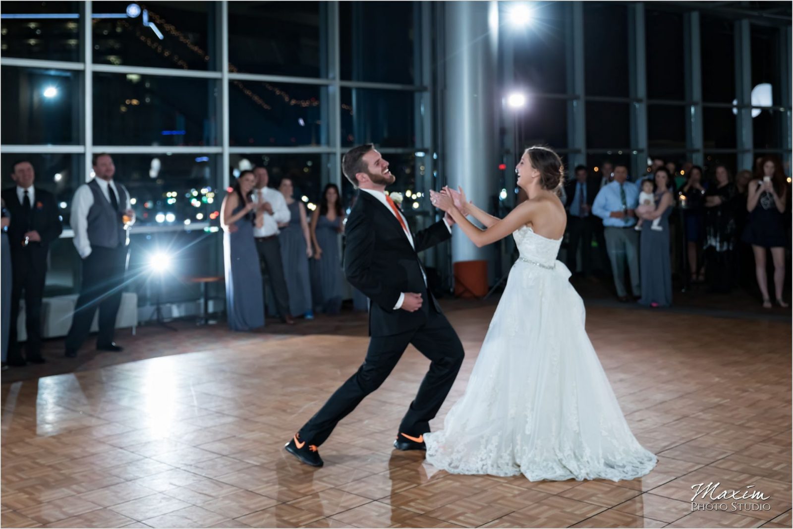 Paul Brown Stadium Cincinnati Wedding Photography Reception dance