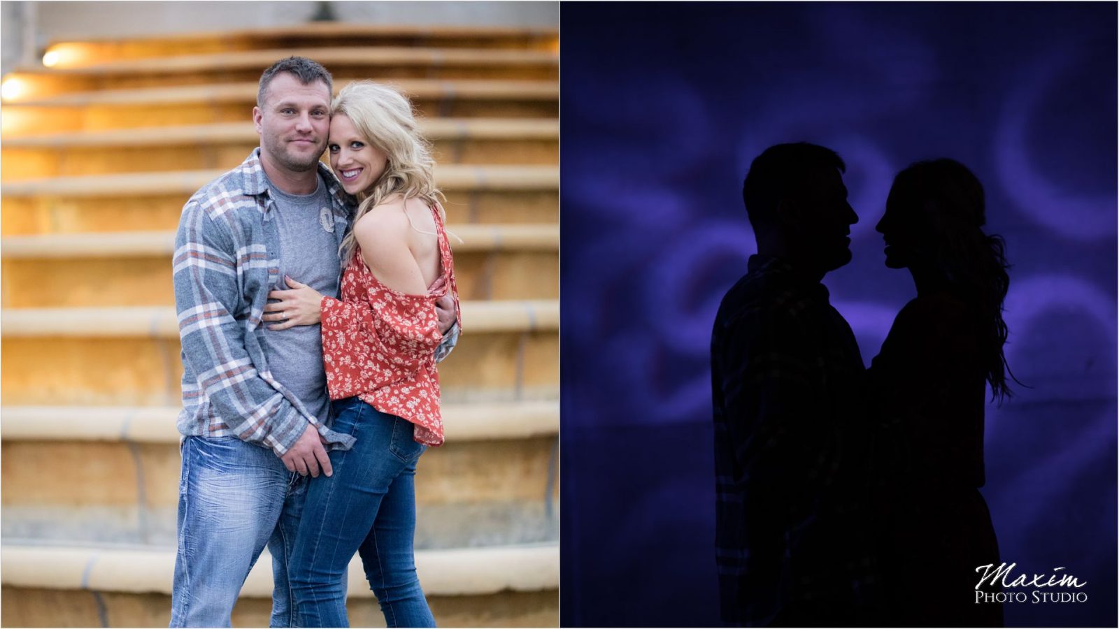 Ault Park fountain night engagement