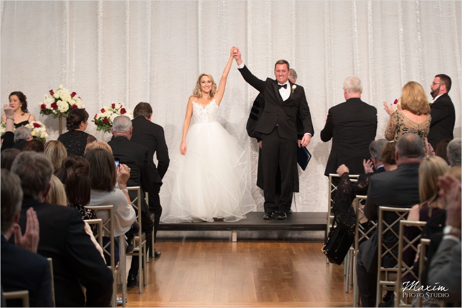 Cincinnati Music Hall Ballroom Wedding Ceremony Bride Groom