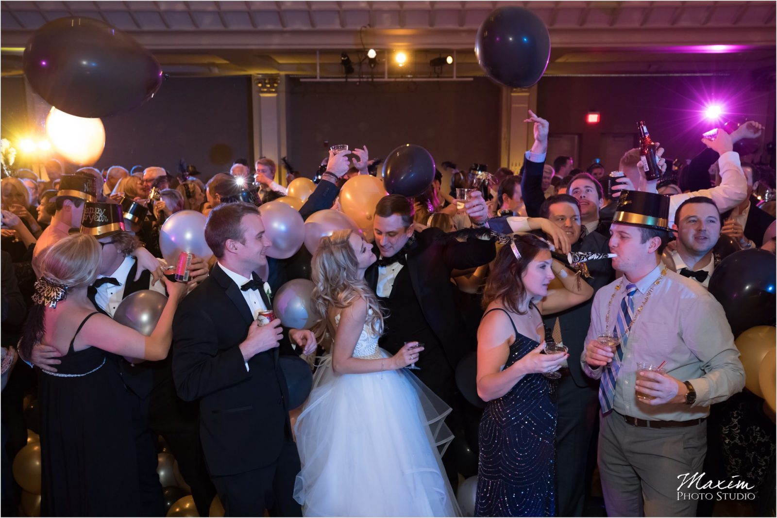 Cincinnati Music Hall Ballroom Wedding Reception Dance Balloon drop