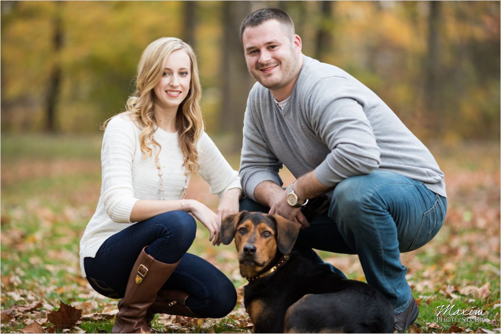 Sharon Woods Ohio night engagement dog