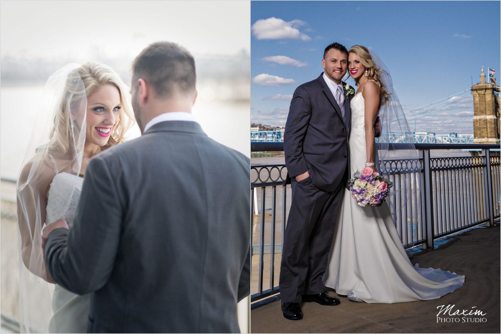 Cincinnati Marriott Rivercenter, Covington Wedding, Cincinnati skyline, First look