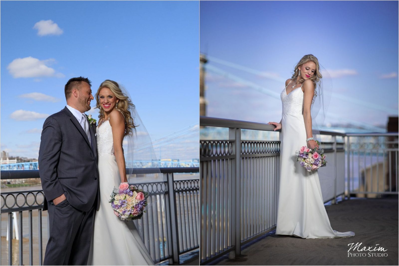 Cincinnati Marriott Rivercenter, Covington Wedding, Cincinnati skyline, Wedding Portraits
