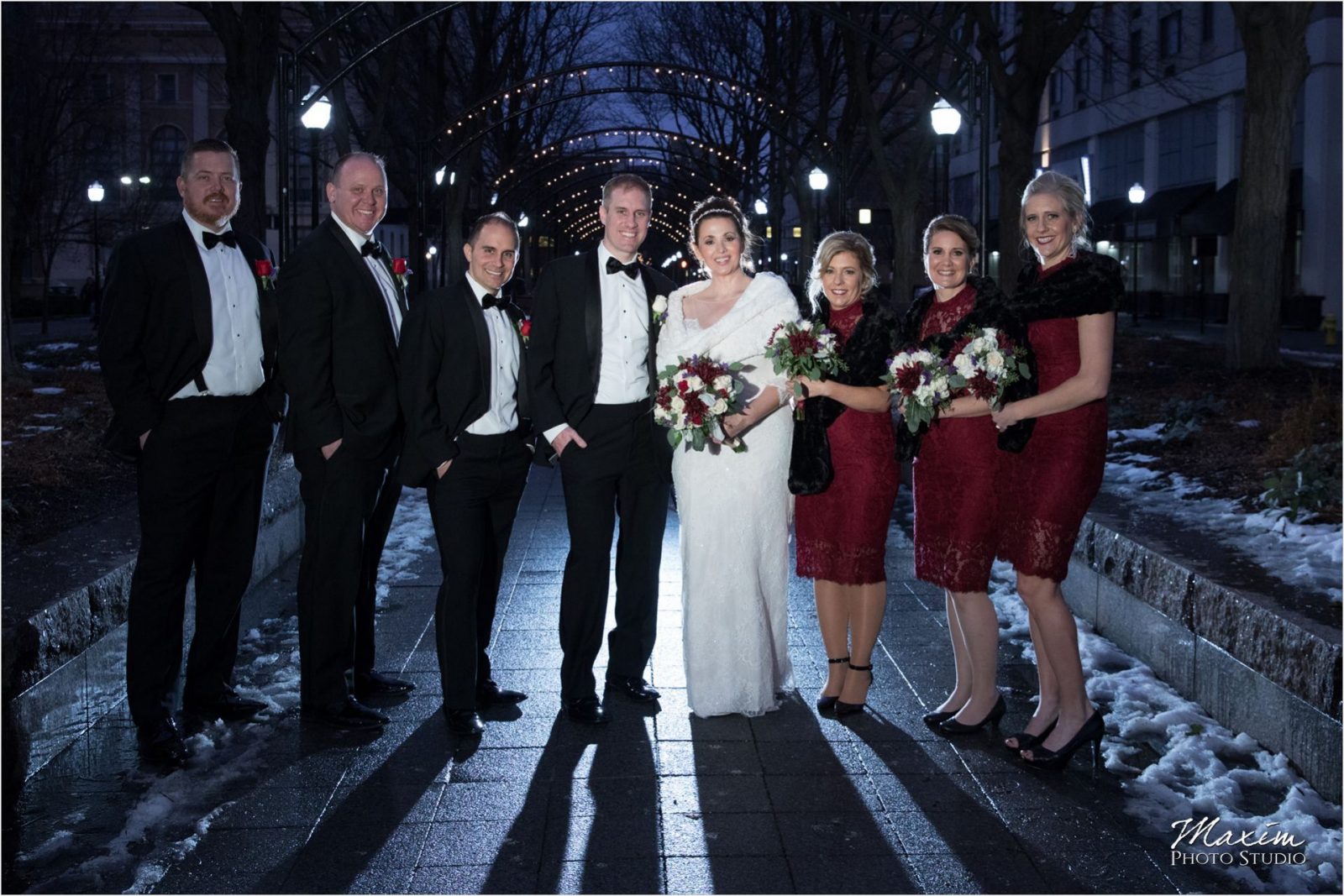 Cincinnati Garfield Park Piatt Park Bridal Party Winter wedding