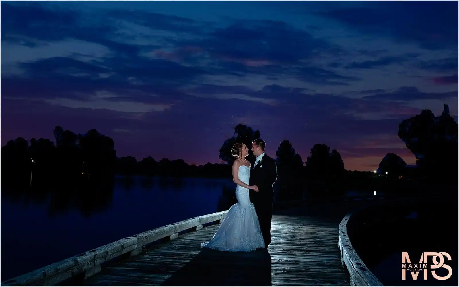 Oasis Conference Center sunset wedding on bridge
