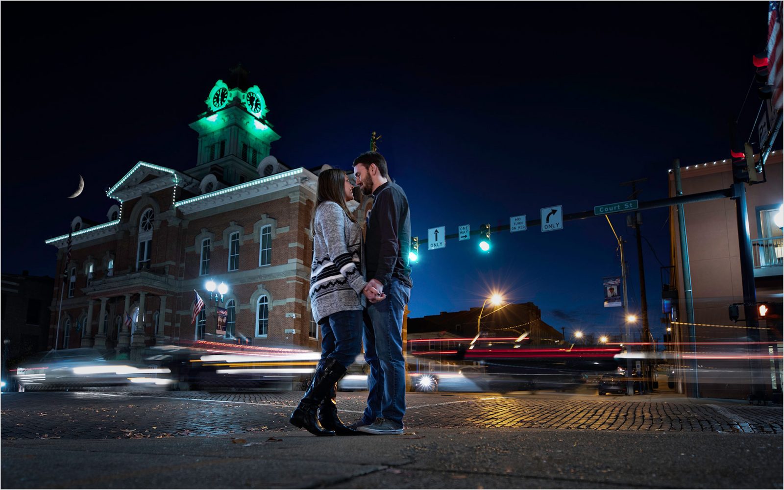 Ohio University Engagement, Fall Ohio Engagement, Downtown Athens Ohio night engagement
