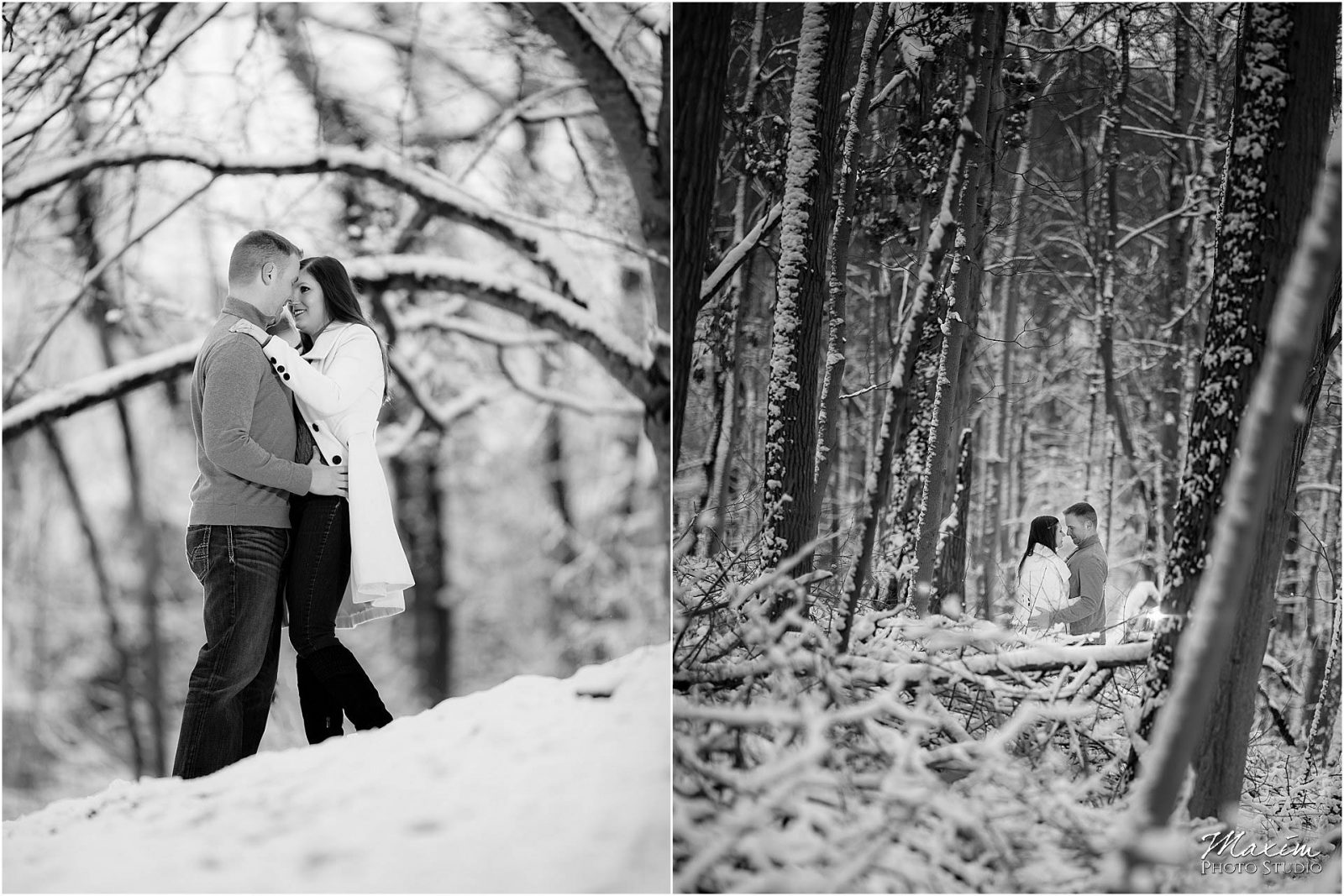 Ault park Cincinnati snow engagement