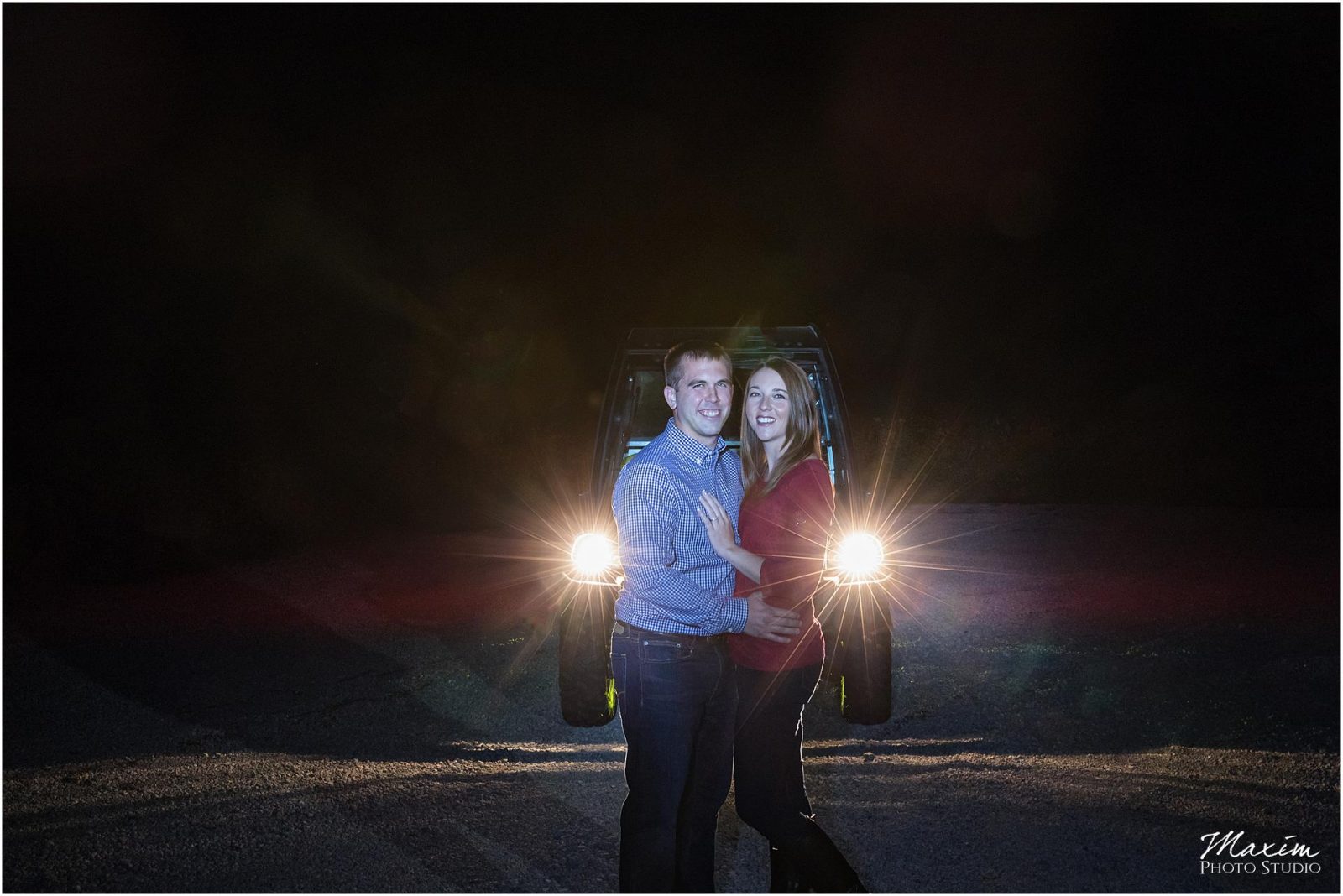 Ohio Farm Engagement, Night engagement, Off Camera Flash Photography