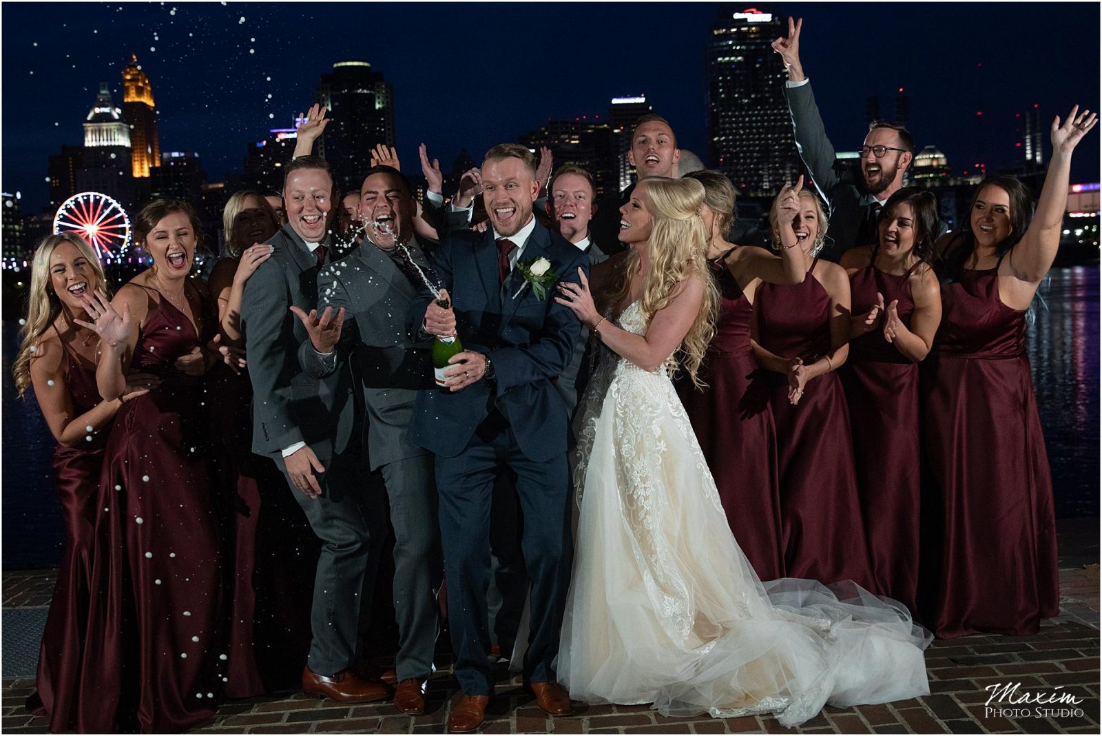 Kentucky Wedding Photographers, Millionaires Row Kentucky Wedding, Bride Groom Portraits, Champagne wedding toast