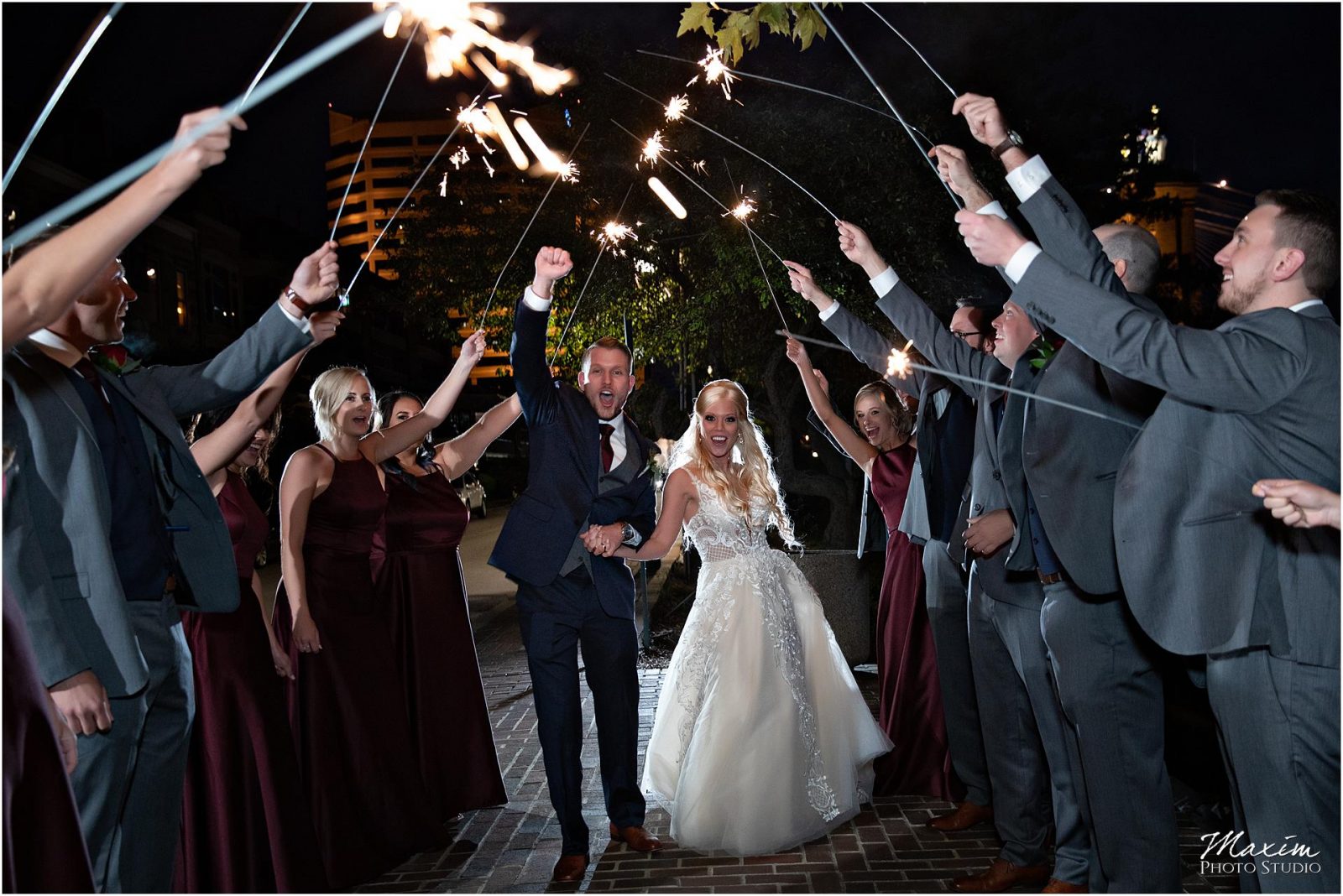 Kentucky Wedding Photographers, Millionaires Row Kentucky Wedding, Bride Groom Wedding Sparklers