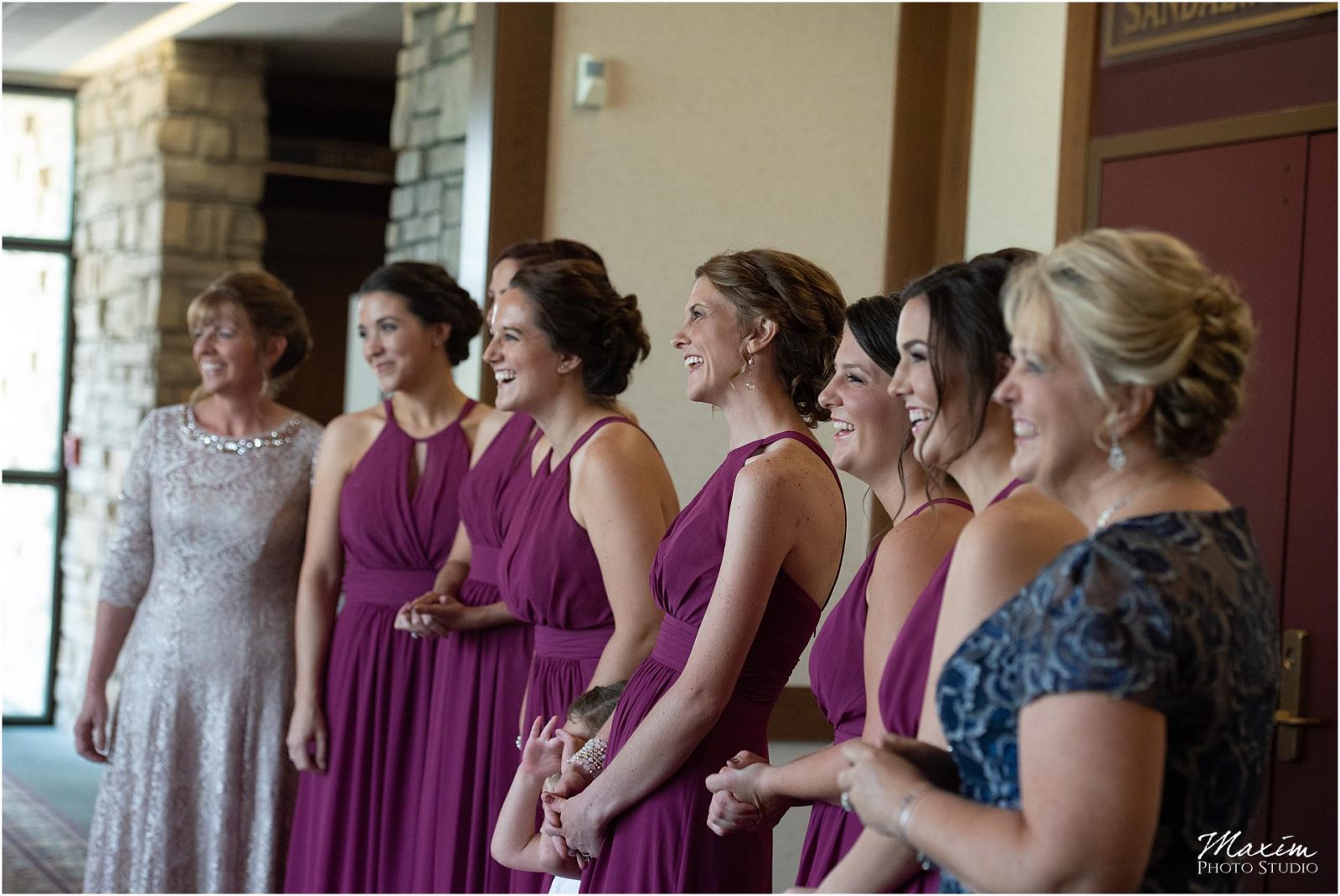 Oasis Conference Center, Cincinnati Wedding Photography, Bride reveal bridesmaids