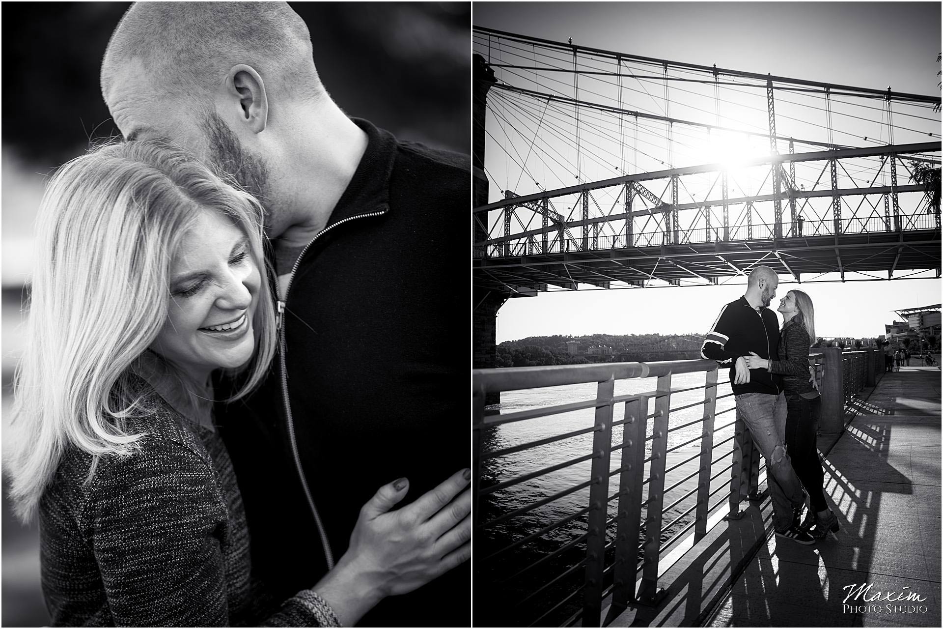 Engagement Roebling Bridge cincinnati photography