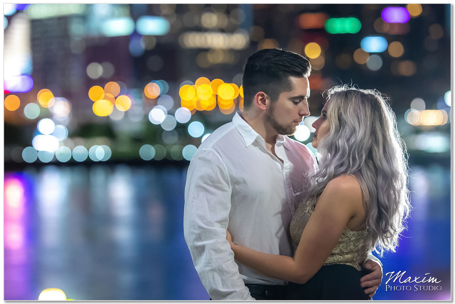 Romantic night Cincinnati engagement