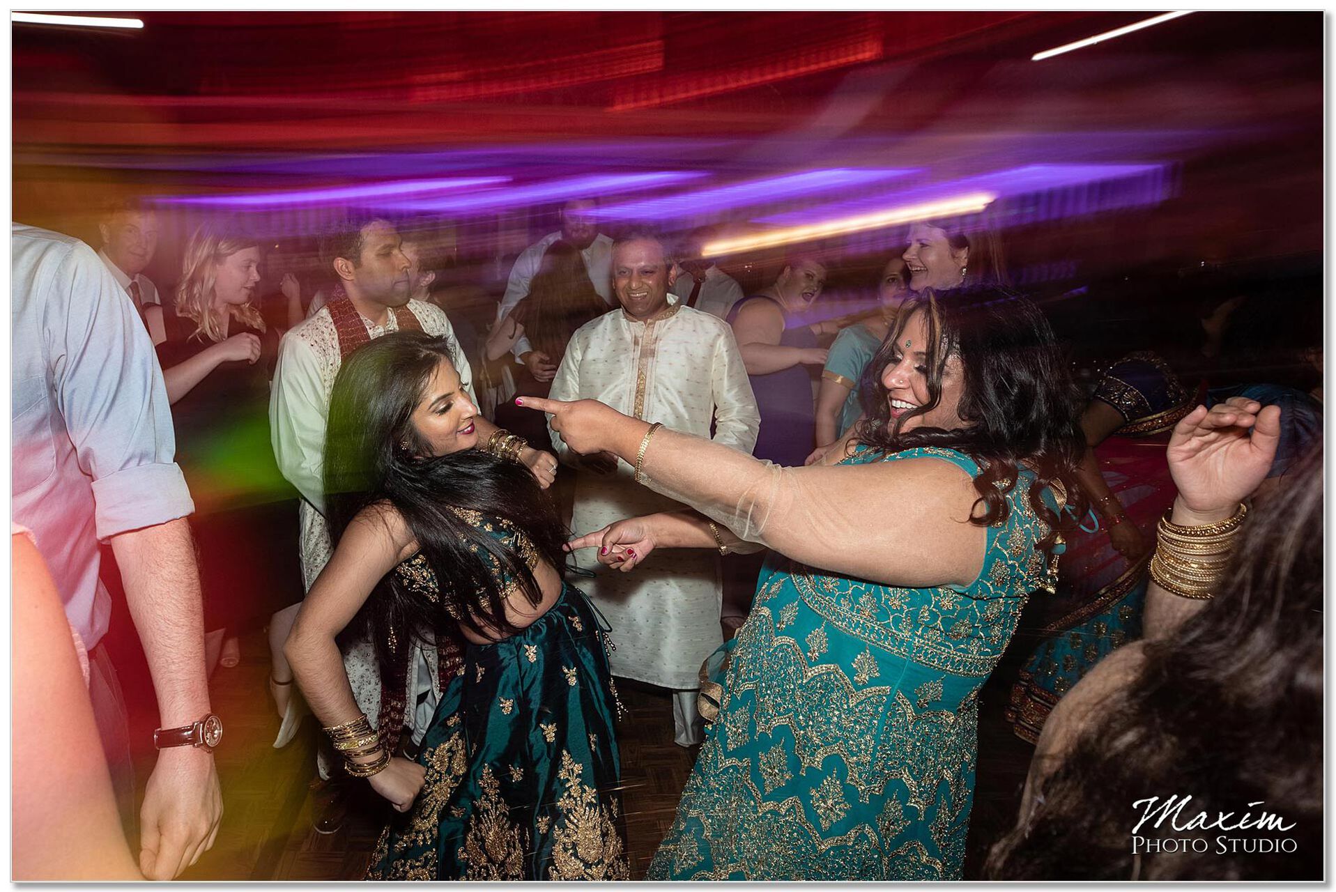 Hilton Netherland Plaza Hindu Wedding Reception dancing fun