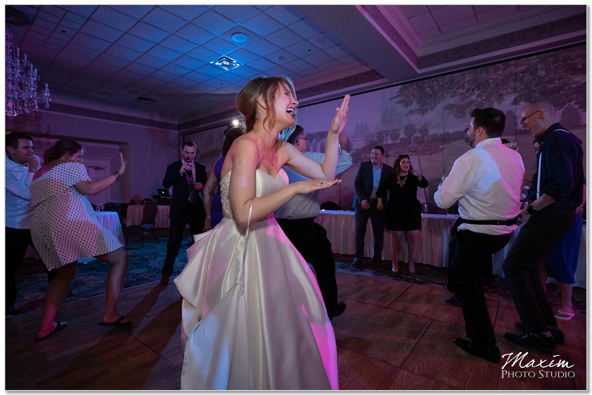 Colored gels wedding reception dance Manor House Ohio