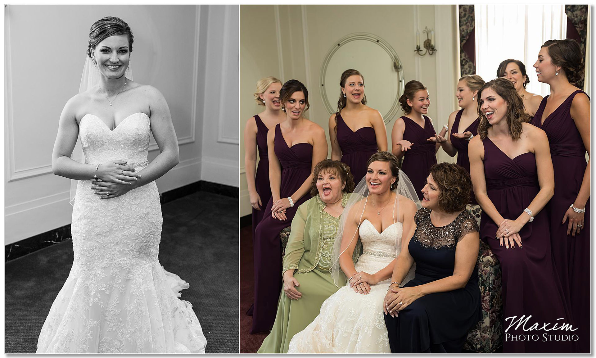 Bride bridesmaids Dayton Masonic Center