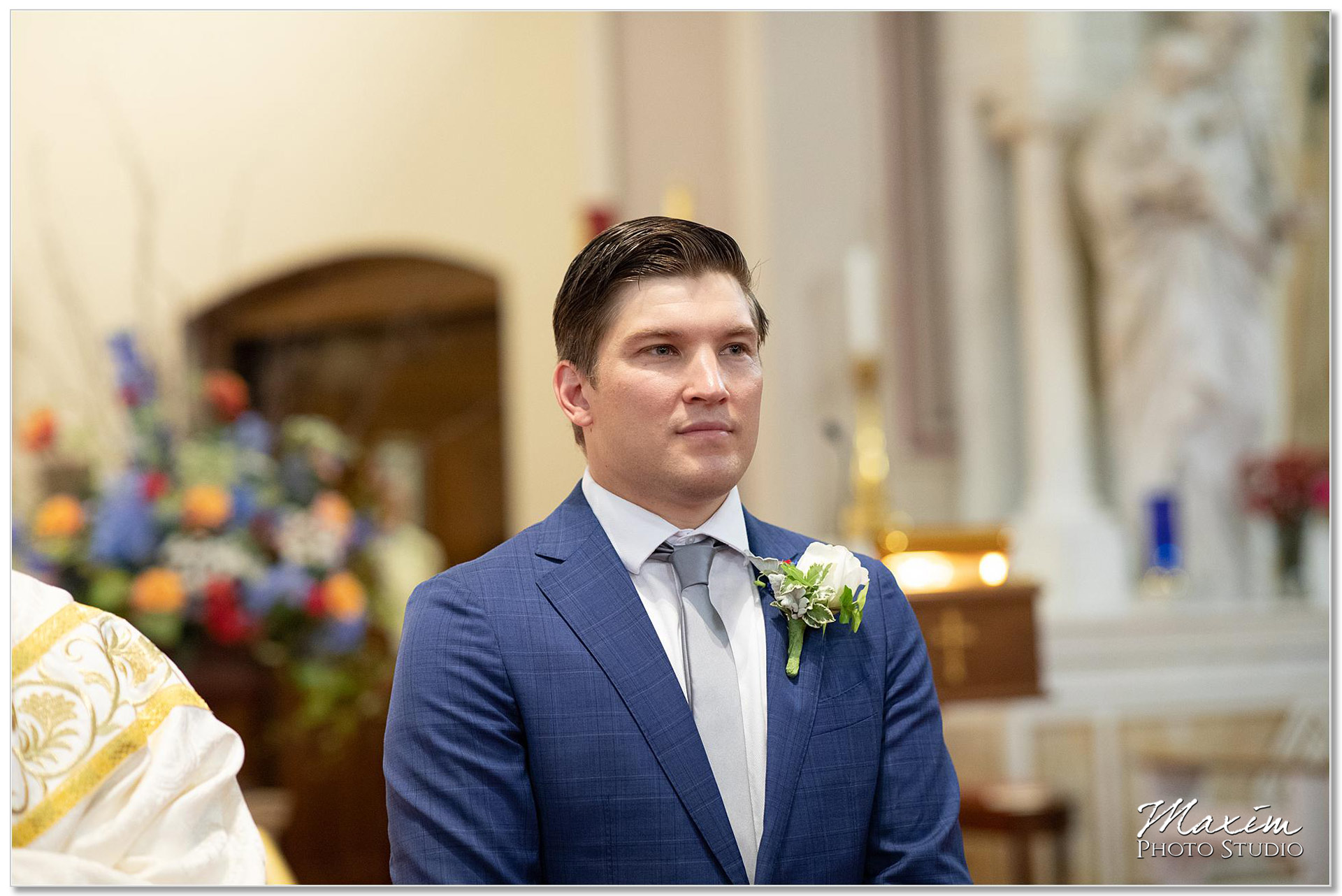 Groom at St. Joseph Catholic Church Ceremony