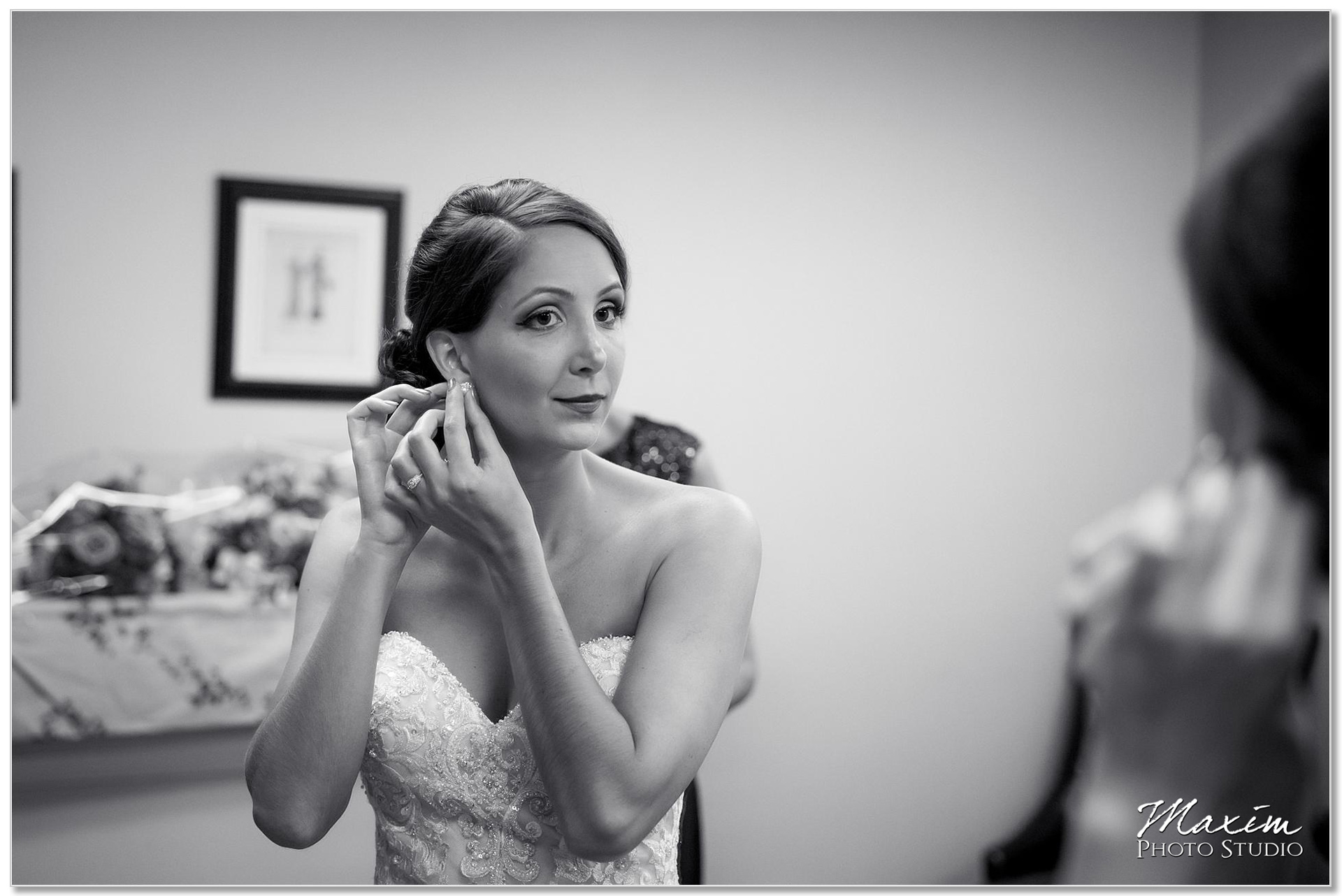 The Grand Ballroom Covington KY Wedding Preparations Black and white