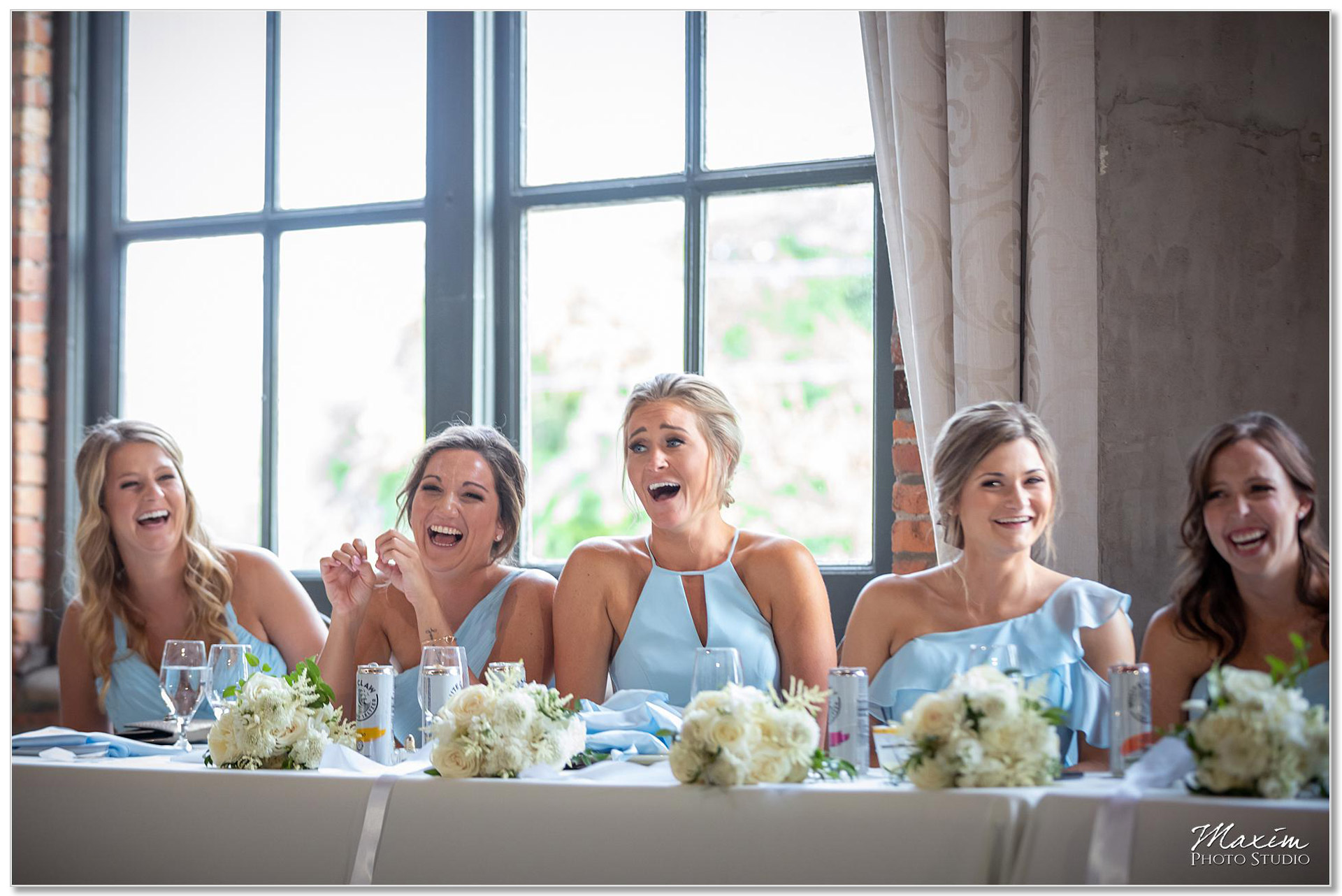 The Steam Plant Dayton Ohio wedding reception toasts laughs