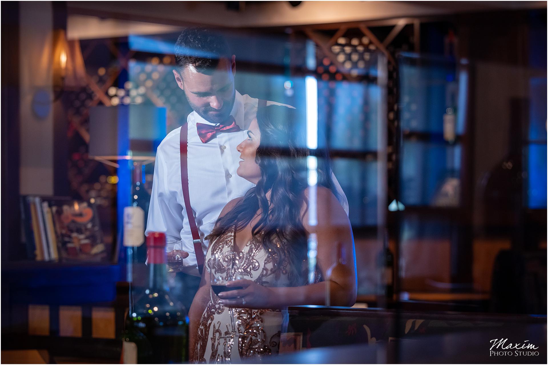 Carvers Restaurant blue light reflection engagement couple